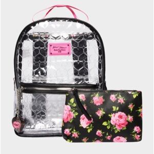 NWT! Betsey Johnson CLEAR BACKPACK WITH POUCH.